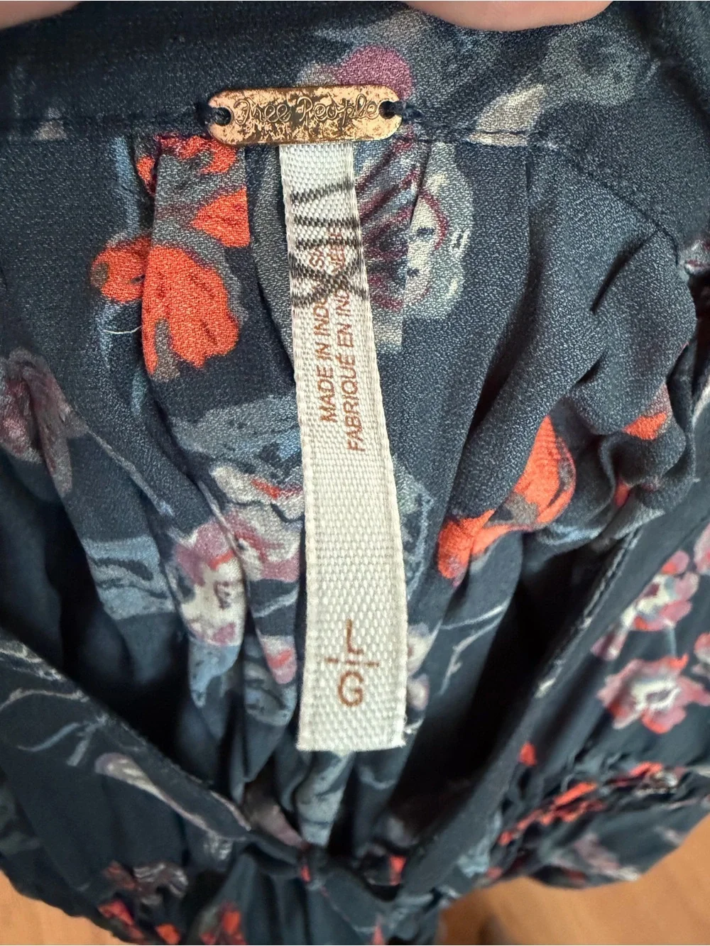 Free People So Fine Floral Smocked Crepe Top - Sz Large